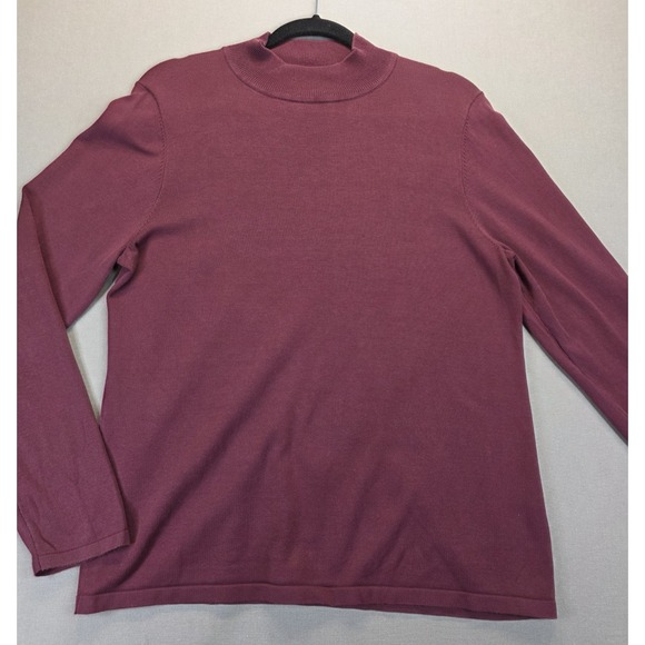 Pendleton Tops - Pendleton Mock Neck Long Sleeve Top Large‎ Burgandy Silk Blend Classic Layering